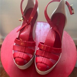 Melissa Red and White Strappy Heels